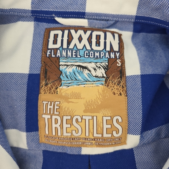 Dixxon Womens The Trestles Flannel Long Sleeve Shirt Blue White Plaid Size Small - Picture 11 of 11